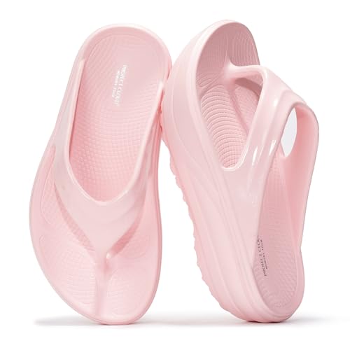 Project Cloud Flip Flops for Women Footwear - Memory Foam and Lightweight Platform Sandals Women Beach Vacation Essentials - Non Slip Durable and Soft Slippers (Abra, PINK, 6)