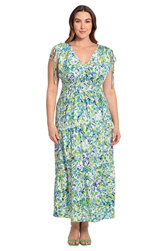 Image of Maggy London Women's Tiered Maxi with Shoulder and Waist Drawstring Details
