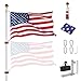 Yeshom 25ft Telescopic Aluminum Flag Pole + Wheel Tire Mount Stand Kit w/ 3'x5' Us Flag & Ball Top Telescoping Flagpole