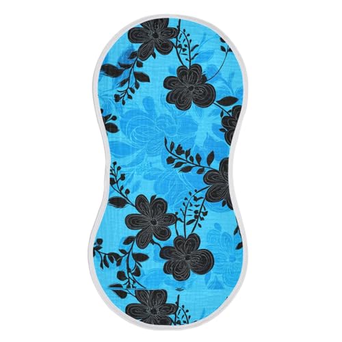 Flowers Branches Blue Burp Cloths for Babies Burp Rag Cotton Spit Up Rag for Girls Babies2