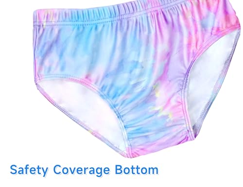 Image of Girls Tankini Swimsuit UPF50+ Ruffle 2 Piece Bathing Suit Full Coverage Kids Swimwear Ages 2-14 Years