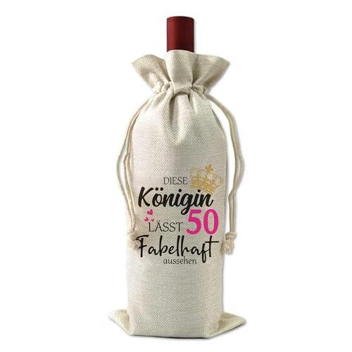 50 Geburtstag Geschenk für Frauen - Geschenktasche Weintasche mit lustigem Spruch - Frauengeschenke Geburtstagsgeschenk Damen Geschenk lustig Frau Mama Mutti Schwester Tochter - für Weinflasche