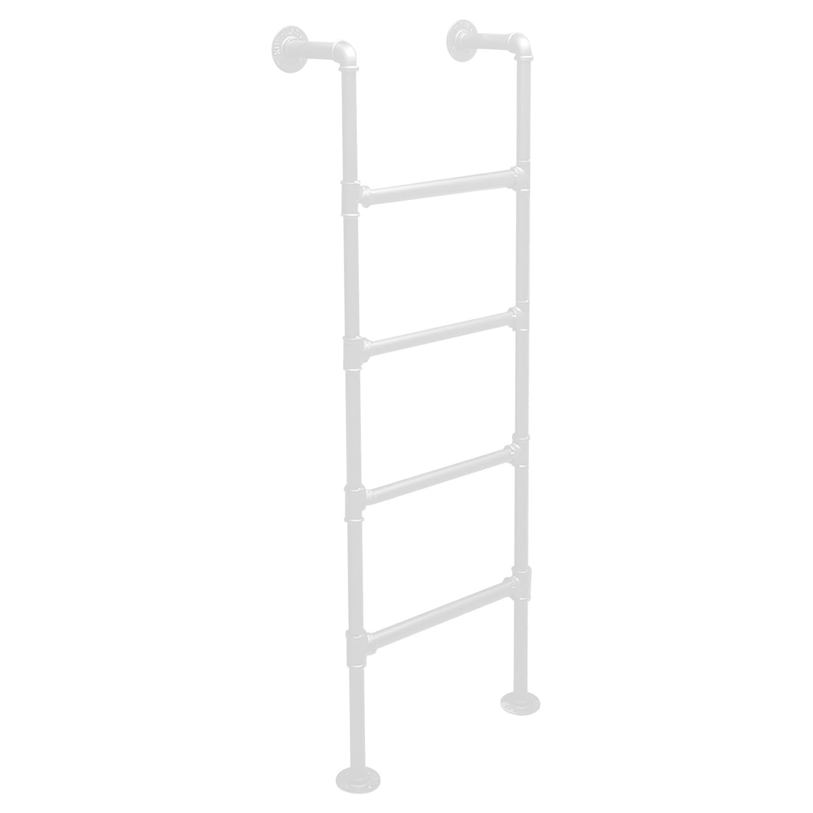 Metalowa drabina ścienna do poddasza, wytrzymała drabina ewakuacyjna z rur stalowych, przemysłowa, biała, do poddasza, akademika, biblioteki, tarasu, kampera - udźwig 330 funtów (1