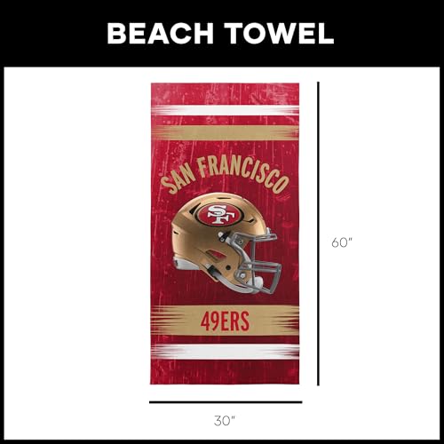 Image of Northwest NFL San Francisco 49ers Microfiber Beach Towel, 30 x 60 Inches - Quick Dry, Sand Resistant, Lightweight, Highly Absorbent, Blitz Design