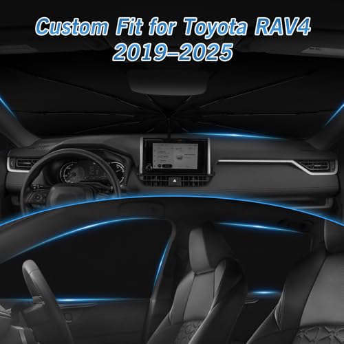 Image of KUST Windshield Sun Shade Umbrella for Toyota RAV4 2019 2020 2021 2022 2023 2024 2025 Rear Window Shades 100% UV Protection and Blackout Privacy 5PCS Car Window Covers Accessories