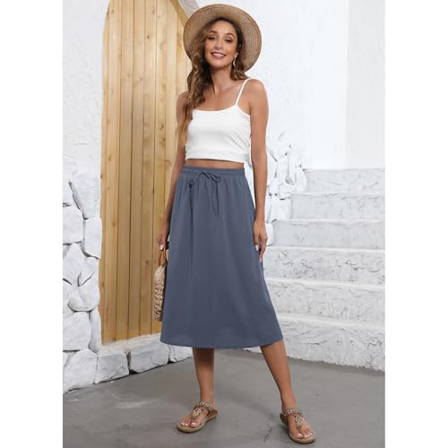 Image of Witsmile Flowy Skirt Elastic High Waist A-Line Skirt with Pockets Bohemia Cover-up for Women 2026 Trendy(S-2XL)