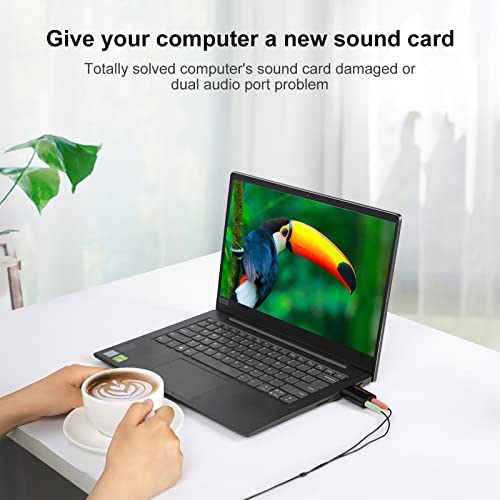 Image of CableCreation USB to 3.5mm Jack Audio Auxiliary Adapter, External USB Stereo Sound Card with 3.5mm Headset and Microphone Jack for Windows, Mac, Linux,PS4 /PS5, Plug and Play, Black