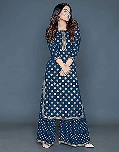 Image of Women's Rayon Printed Anarkali Kurti with Pant and Dupatta
