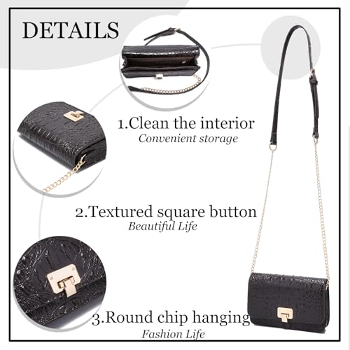Image of Makcr Joacbv Small Crocodile Crossbody Cell Phone Purse for women Vegan Leather Clutch Wallet with Leather Shoulder Strap | Small