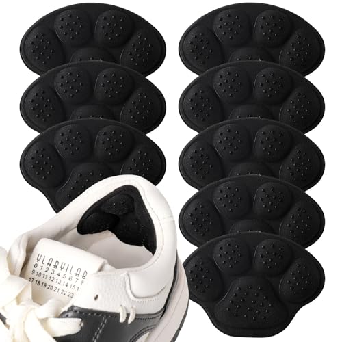 Image of 4 PRS 4D Cushioned Heel Grips - Pads for Big Shoes (Black) | 4D non-slip massage pads designed to prevent heel slipping and blisters. Premium inserts for loose shoes too big.