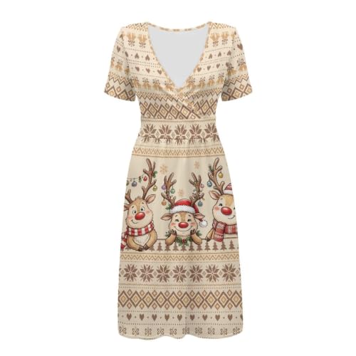 Image of Women's Summer Dresses Short Sleeve Formal Dresses with Pockets