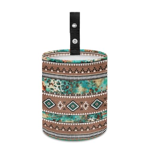 Image of Retro Aztec Portable Dustbin Bin Waste Basket Tribal Aztec Car Accessories Interior Easy to Clean Collapsible Car Trash Can