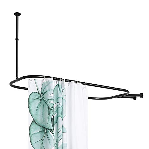 PrettyHome Shower Curtain Rod Hoop Square Shape Bathroom Heavy Duty No Rust Oval Shower Rod 58.3"x24" for Clawfoot Tub,for Free Standing Tubs Brushed Nickel - Thumbnail 3