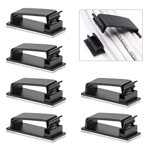 Ledeak Cable Management Clips 30 Pieces, Self-Adhesive Cable Organisers Wire Clamps, Cord Holder for TV PC Laptop Ethernet Cable Desktop Home Office