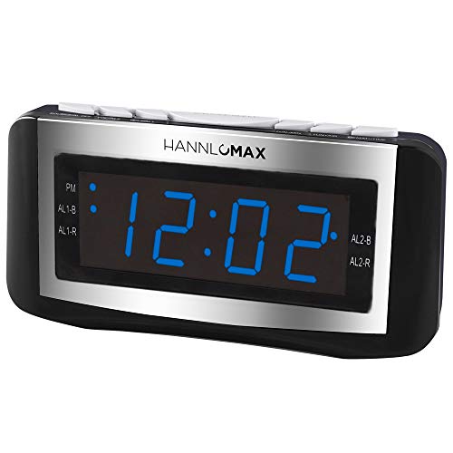 HANNLOMAX HX-117CR Alarm Clock Radio, PLL AM/FM Radio, Blue LED 1.2 Inches Display, Dual Alarms, Alarm Wake Up to Radio or Buzzer