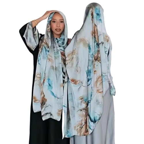 RARITYUS Silky Satin Hijab Scarf for Women Watercolor Floral Printed Muslim Hijab Head Wrap Fashion Long Scarves Shawls3