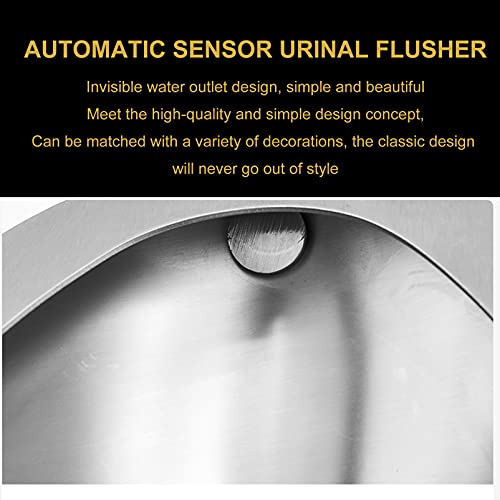 OTQEFTN Bathroom Wall-Mounted Urinal Men's Sanitary Ware, Non-Contact Stainless Steel Urinal with Sensor Flush Valve, High-Efficiency Flushing Urinal kit for Household Commercial