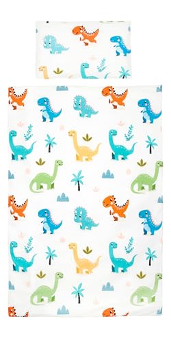TAMEOLIE Kinderbettwäsche 100x135cm, Baumwolle, Wendemotiv Dinosaurier/Dino, 100% Baumwolle Öko Tex Standard, Dinosaurier Bettwäsche Jungen, Kinder Baby Kleinkind Bettwäsche-Set