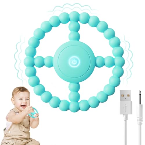 Vibrating Sensory Teething Toys,Baby Toys 6-18 Months, Autism Support & Oral Development, USB Rechargeable Teether for Toddlers, 1-2 Year Old Boys Christmas Girls Gifts idea(Green)