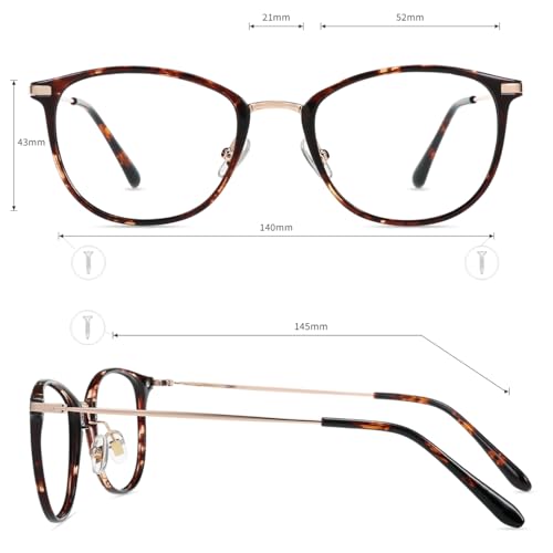 Image of Firmoo Blue Light Glasses, Vintage Overall Round Readers Lightweight Computer Eyewear Frame for Women Men