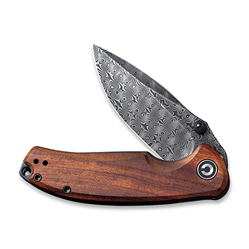 Civivi Pintail Flipper Pocket Knife For Edc, Liner Lock Knife 2.97'' Damascus Blade Cuibourtia Wood Handle C2020Ds-2 #TOP2