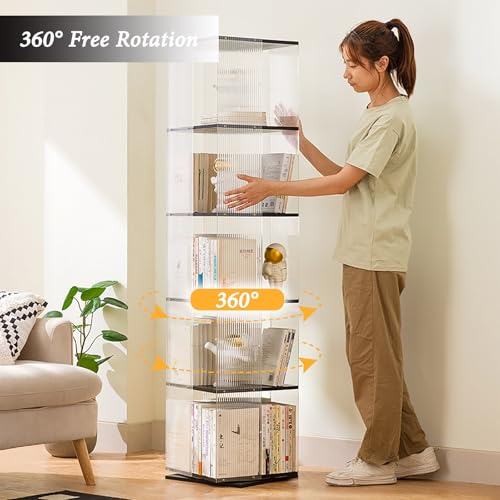 Estantería de pie en acrílico transparente premium con base cuadrada giratoria de 360 grados 3