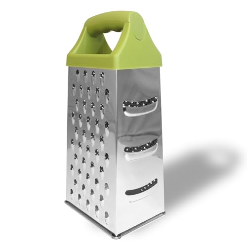 Fackelmann Grattugia 4 facciate con manico in plastica riciclata certificata GRS, materiale parte funzionale in acciaio inox, dimensioni 11 x 8,5 x 23.5 cm