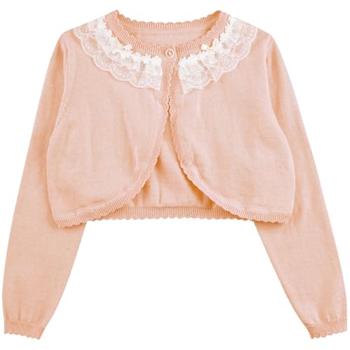 JEYPINMI Little Girls' Cropped Sweaters Tops Button Closure Bolero Cardigan Shrug Knitwear3