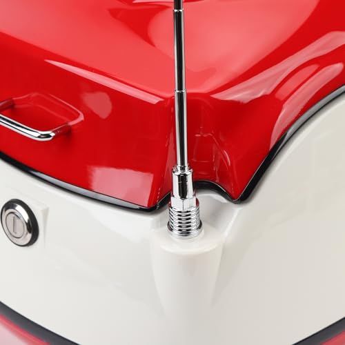 Boîte supérieure de moto rétro DAN&DRE 38L rouge et blanc avec serrure