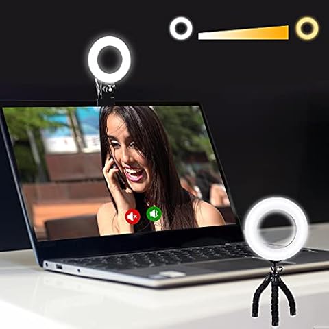 Video Conference Lighting Kit,Ring Light Clip on Laptop Monitor with 3 Dimmable Color for Webcam Lighting/Zoom Meeting/Remote Working/Online Teaching and Live Streaming (With Tripod) Cover