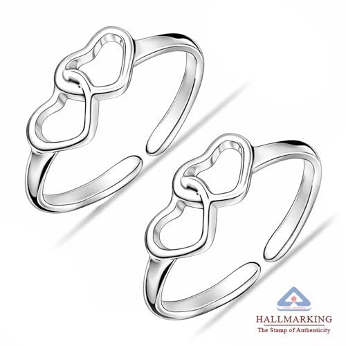 Image of TRUESILVER ACPL 925 Sterling Silver Toe Rings for Women (Adjustable) BIS Hallmarked Multi-Design Bichiya | Pure Chandi Foot Jewelry | Gift for Mom, Anniversary, Birthday, Wedding