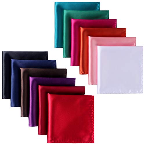 HISDERN 12 Pack Mens Pocket Squares Handkerchiefs Set Assorted Solid Colors Wedding Party Gift Box