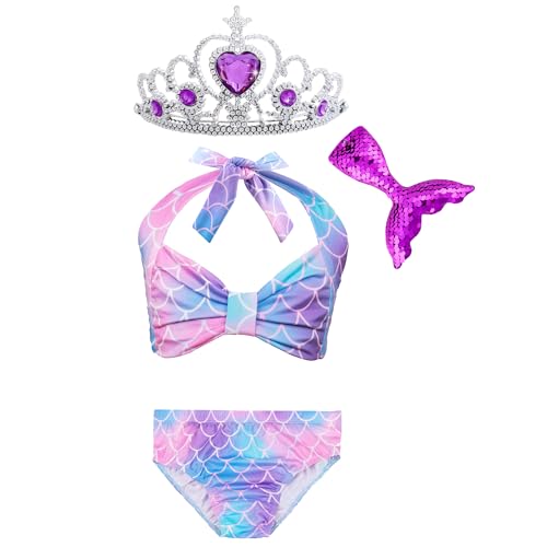 Image of Girls Bathing Suit 3PCS Cute Ruffle Tankini Swimsuits with Skirt Kids Beach Swimwear 3-12Y