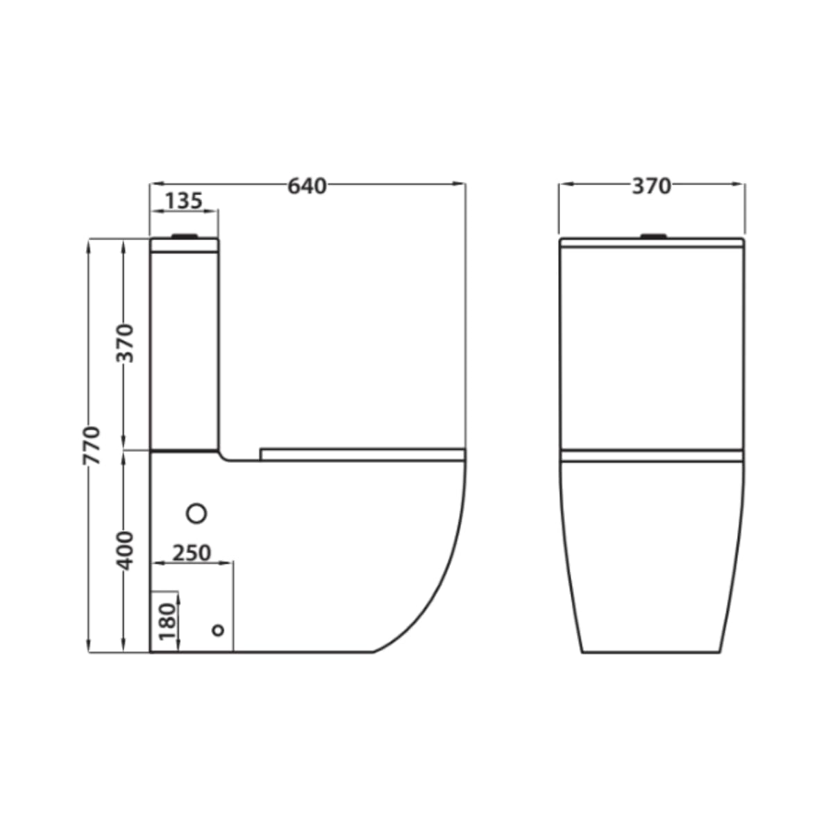 Wc Inodoro Completo Compacto Adosado a Pared Redondo con Sistema Rimless | Wc Completo con Salida Dual y Asiento Amortiguado