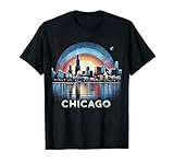 Vintage Chicago Illinois City Skyline Shirt Men Women Retro T-Shirt