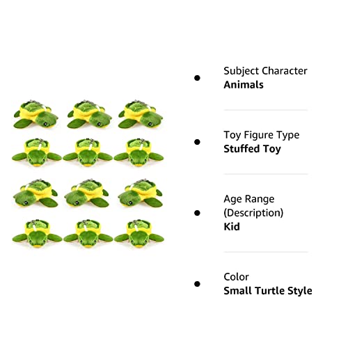 12-Piece Mini Soft Plush Ocean Animals Set - Stuffed Sea Creatures Toys For Kids - Small Turtle Style, 3.2 Inch #TOP7