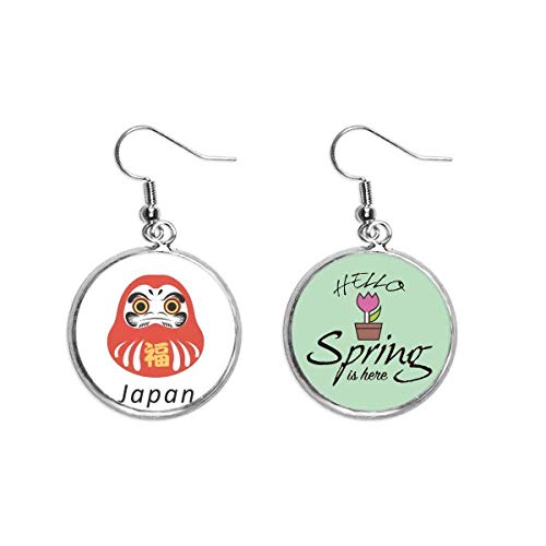 Pendientes de primavera tradicionales japoneses con caja especial para joyeria fina