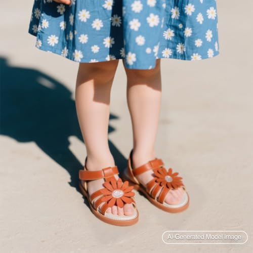 Image of PHIRAMIN Toddler Girl Sandals - Flower Girl Dress Shoes Open Toe Little Kid Flats