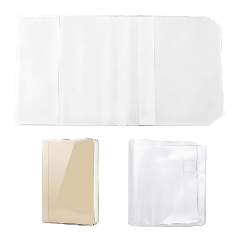 A5 Clear Book Covers Transparent Notebook Sleeves Adjustable PVC Journal Jackets Water-Resistant Diary Protector for Adults Professionals for Office Organiser Reference Manuals Stationery Supplies