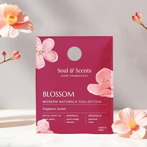 Image of Soul & Scents Blossom Fragrance Sachet | with Fresh, Floral & Fruity Aroma | Long-Lasting Air Freshener for Car, Wardrobe, Kitchen, and Travel Bag | Pack of 3-20gm Each