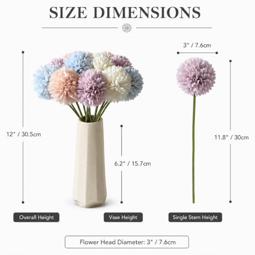 Image of Mandy's 12pcs Artificial Multicolor Ball Chrysanthemum Flowers