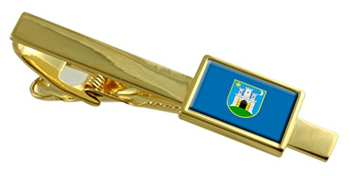 Clip de corbata de oro de Zagreb Croacia con diseño heráldico exclusivo para caballeros