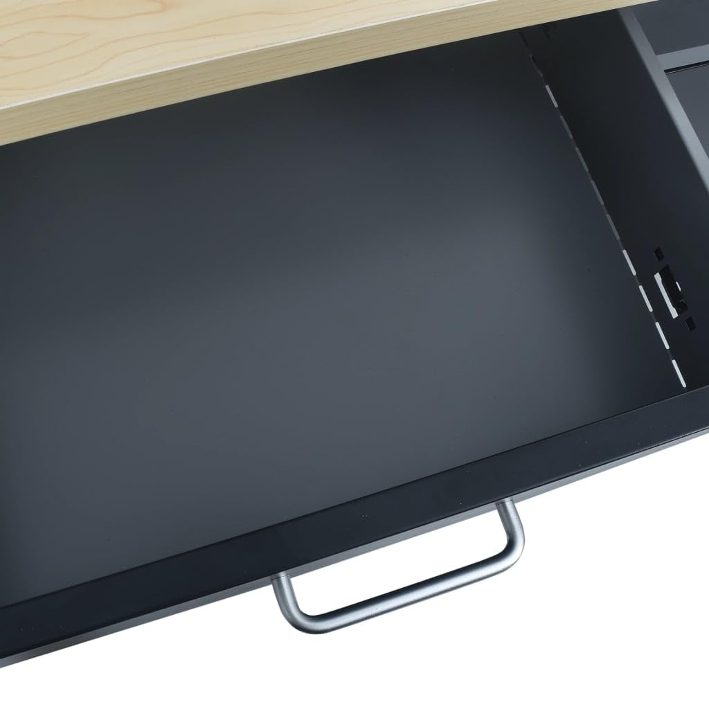 vidaXL Banco de Trabajo Garaje Herramientas de Trabajo Mesa Estación Superficie Grande Plataforma Estable de Acero Negro 120x60x85 cm