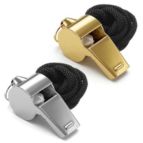 2 silbatos deportivos de acero inoxidable con cordón miniatura 1