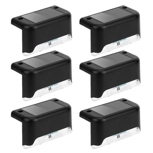 SEWOART 6 piezas Luces Solares Exteriores Impermeables para Jardín y Valla Lámparas LED de Energía Solar para Escaleras y Terrazas Pack de Unidades con Luz Blanca Cálida y Carcasa Negra