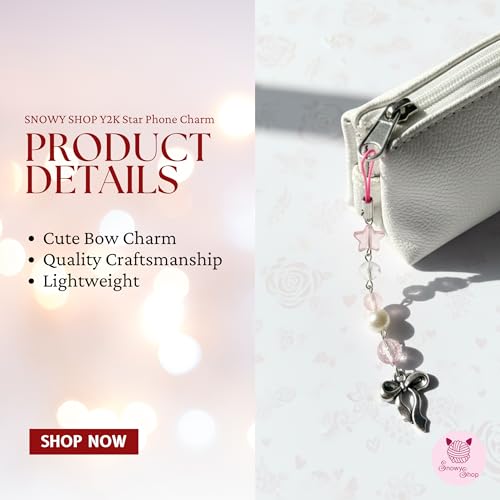 Image of SNOWY SHOP Korean Silver Bow Phone Charm - Cute Heart & Starfish Pendant | Aesthetic Korean Mobile Chain, Bag Hanging & Keychain Jewelry for Girls & Women