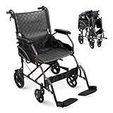 Mobiclinic®, Silla de Ruedas Plegable, de Tránsito, Respaldo y Reposapiés Abatibles, Doble Sistema de Frenado, Reposabrazos Acolchados, Acero, Ligera y Compacta, Kefren