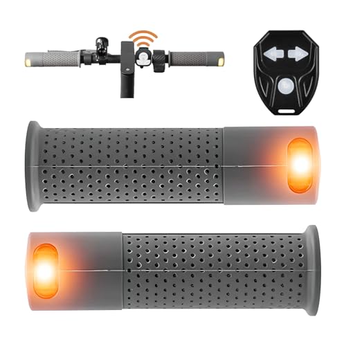 2PCS LED Turn Signals Lights, Bike Turn Signals Wireless Remote Control Blinkers Bicycle Non-slip Silicone Handlebar Rechargeable Turn Signals For Seg-way Nine-bot & Xiao-mi Electric Scooters (Grey)
