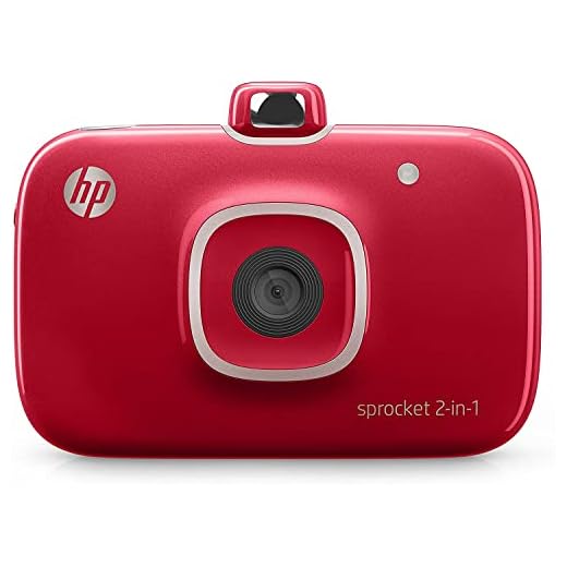 HP 2FB98A#B1H Sprocket 2-in-1 Portable Photo Printer and Instant Camera, print social media photos on 2x3 inch sticky-backed paper - Red (2FB98A) (2FB96A#742) (Renewed)