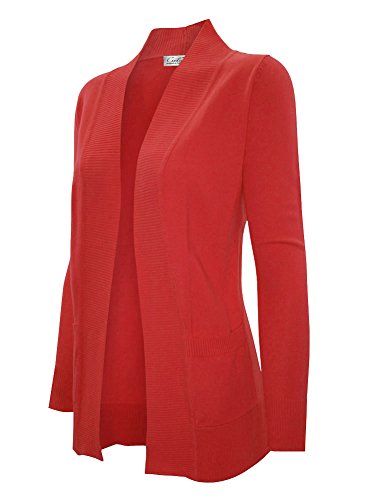 Image of Cielo Women's Solid Basic Open Front Pockets Knit Sweater Cardigan